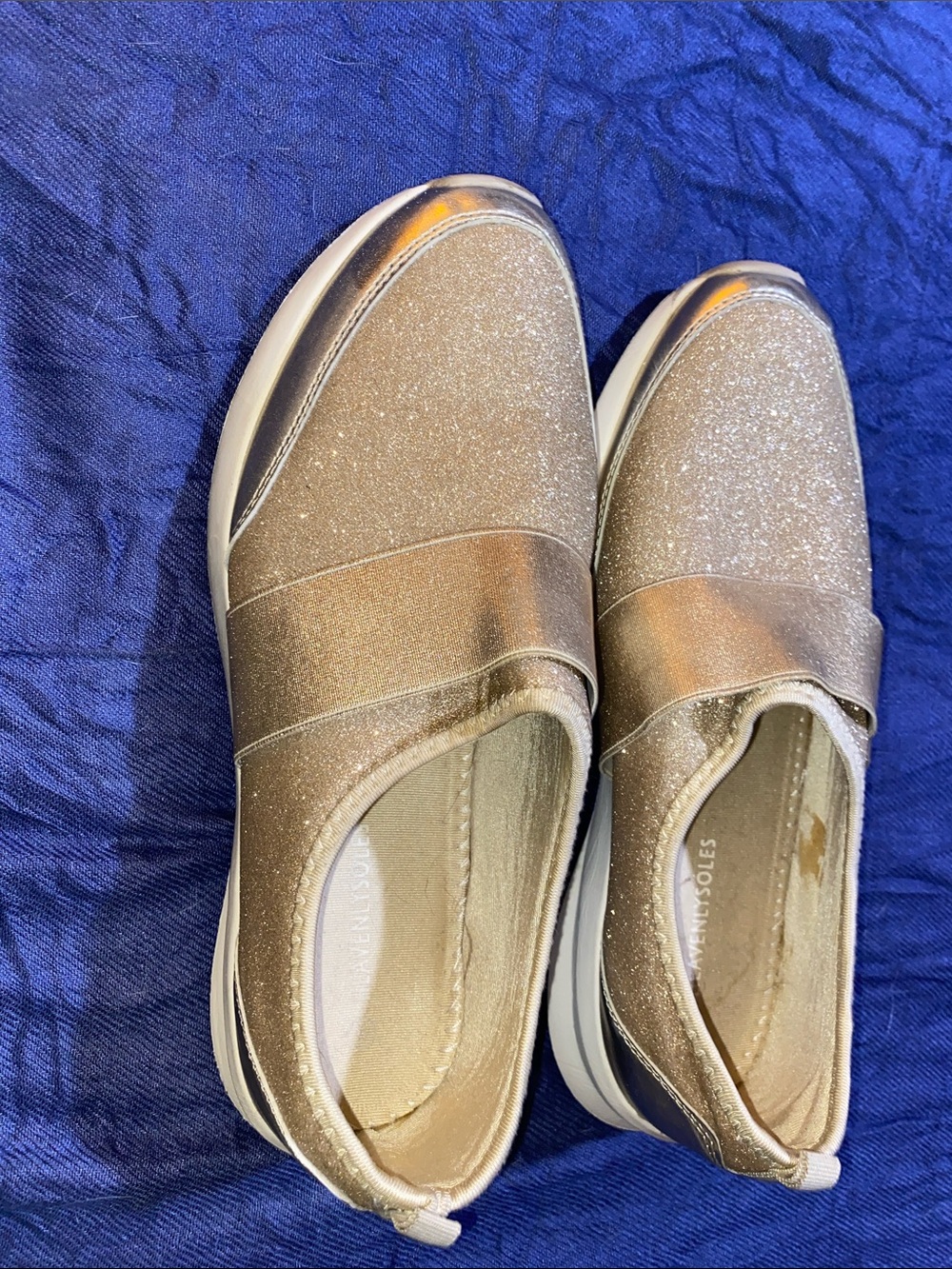 Skechers Women's Glitter Slip-On Loafers in Gold
